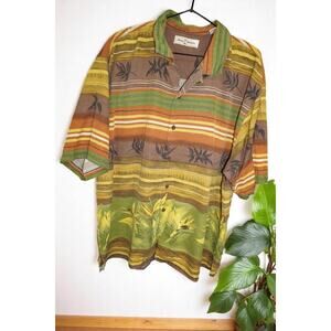 Tommy Bahama Men’s Button-Up Shirt Size XL – Tropical Stripe Print – Bird of Par